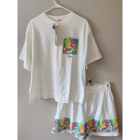 Sun Lover Tops - Vintage 90s Sun Lover Florida Tropical T-shirt/Shorts Women's XL